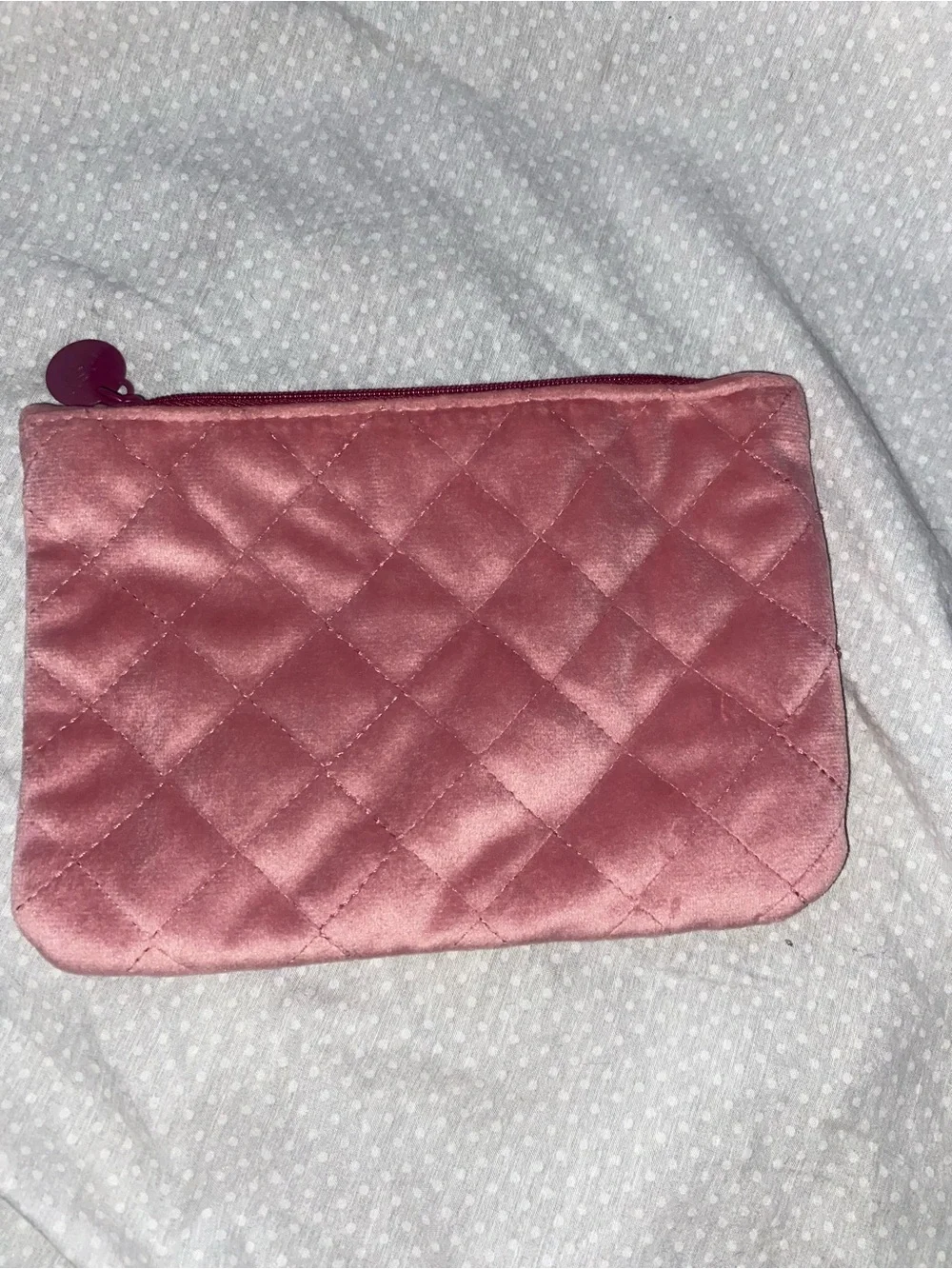 Ipsy - Quilted Pink Velvet Zip Pouch